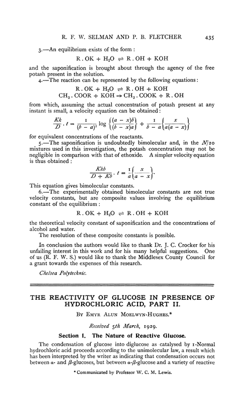 The reactivity of glucose in presence of hydrochloric acid, part II