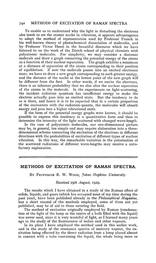 Methods of excitation of Raman spectra