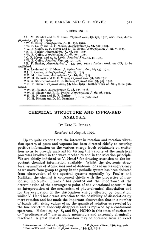 Chemical structure and infra-red analysis