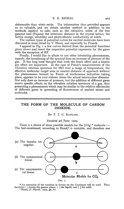 The form of the molecule of carbon dioxide