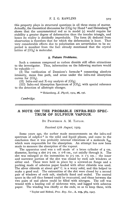 A note on the probable infra-red spectrum of sulphur vapour