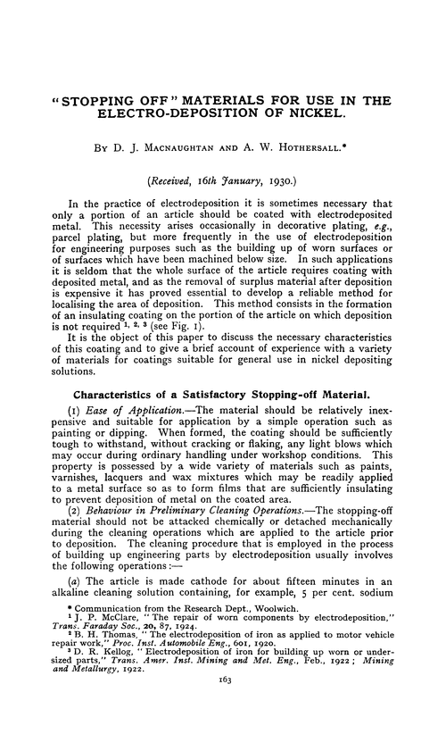 “Stopping off” materials for use in the electro-deposition of nickel