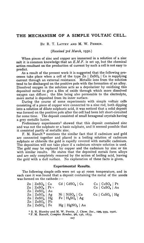The mechanism of a simple voltaic cell
