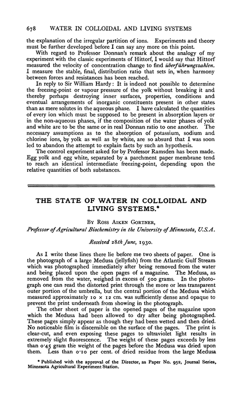 The state of water in colloidal and living systems