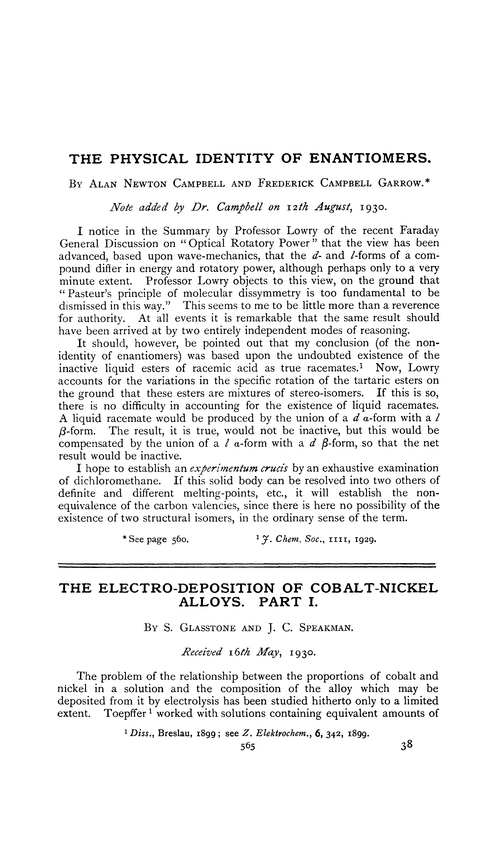 The electro-deposition of cobalt-nickel alloys. Part I