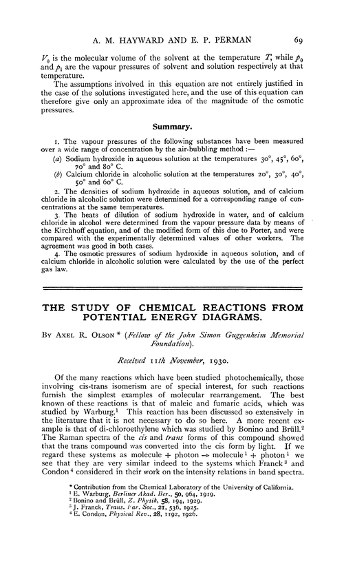 The study of chemical reactions from potential energy diagrams