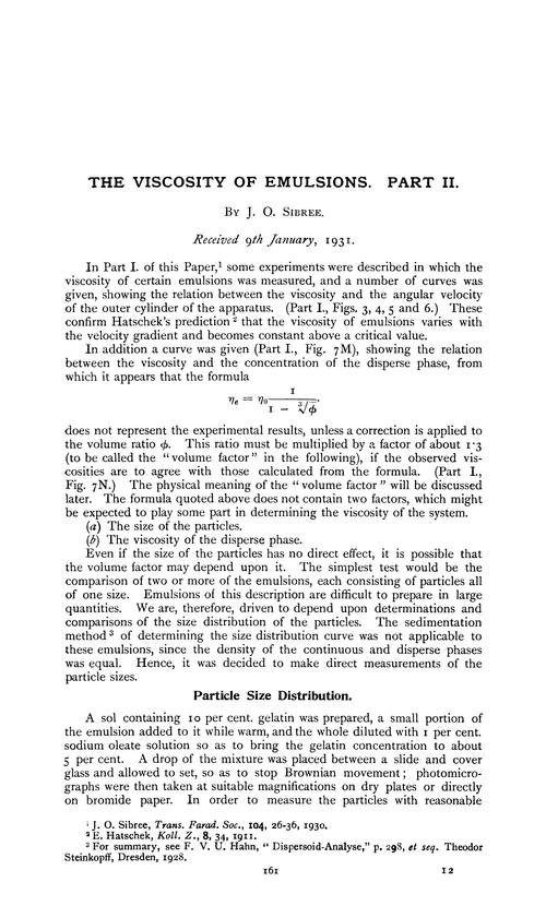 The viscosity of emulsions. Part II