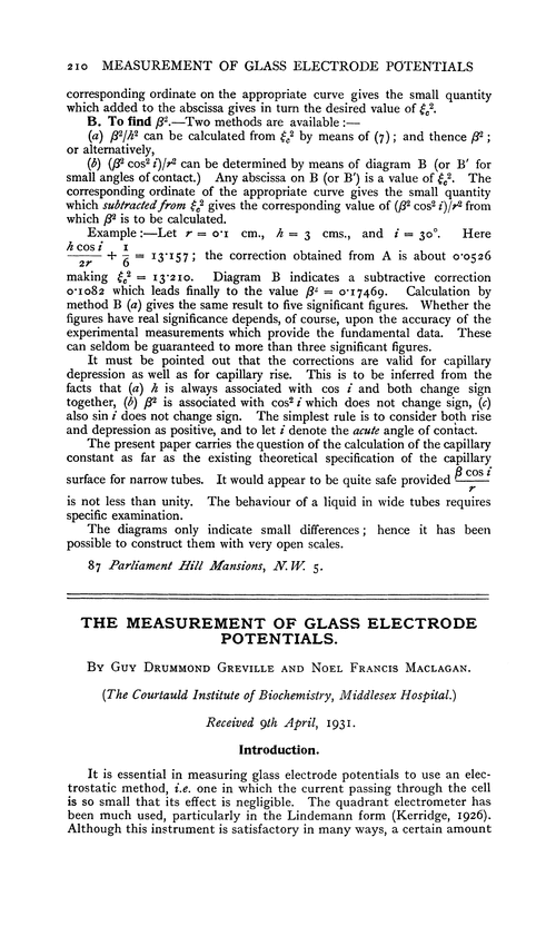 The measurement of glass electrode potentials