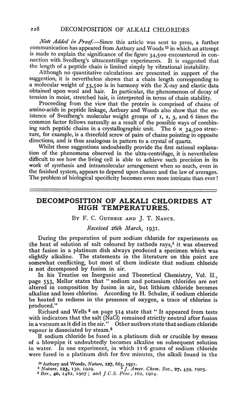 Decomposition of alkali chlorides at high temperatures