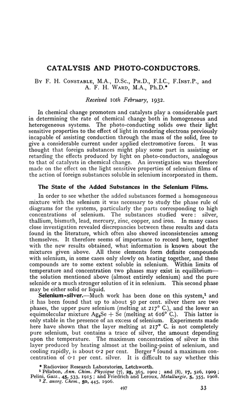 Catalysis and photo-conductors