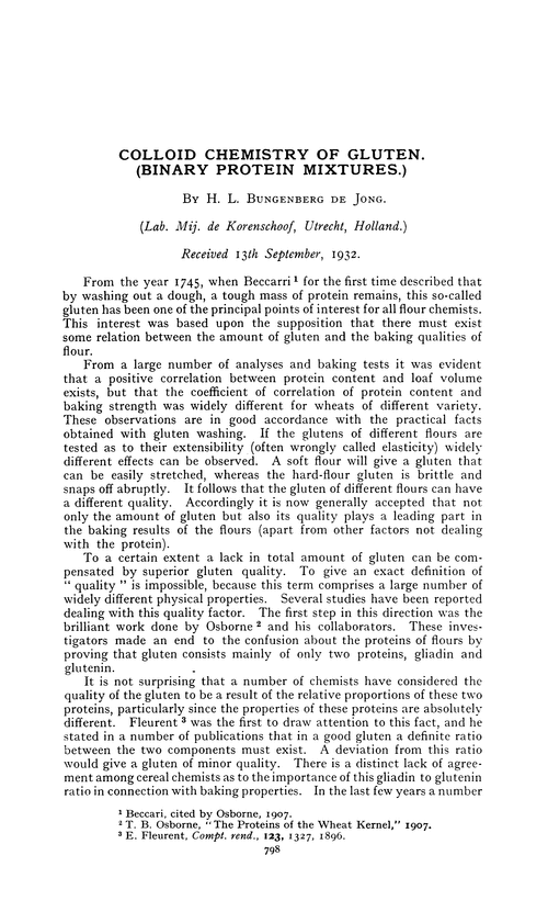 Colloid chemistry of gluten. (Binary protein mixtures.)