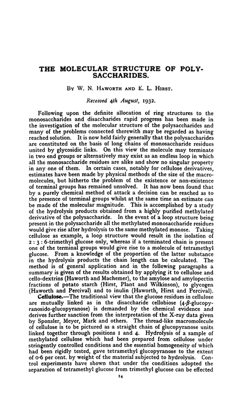 The molecular structure of polysaccharides