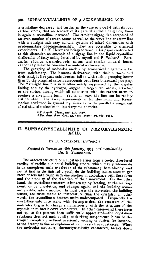 II. Supracrystallinity of p-azoxybenzoic acid