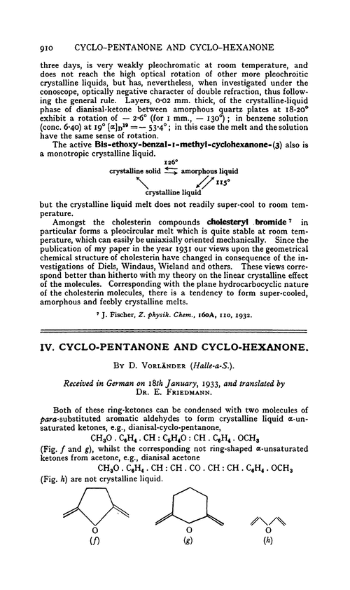 IV. Cyclo-pentanone and cyclo-hexanone