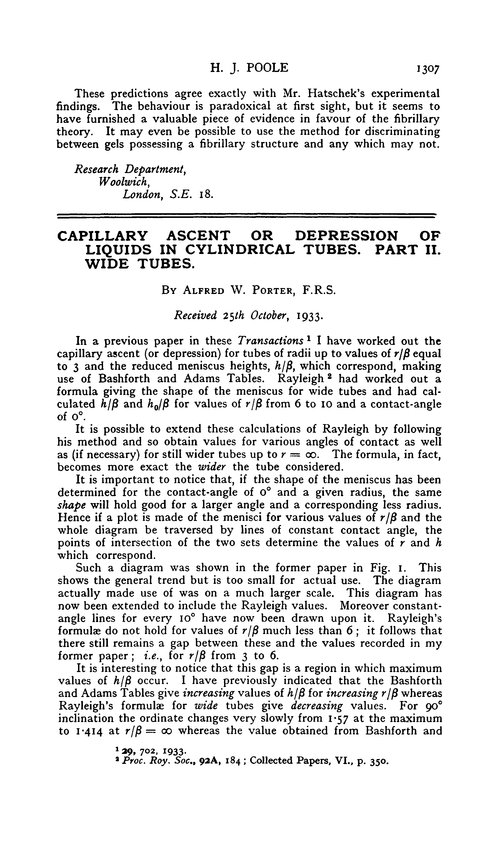 Capillary ascent or depression of liquids in cylindrical tubes. Part II. Wide tubes