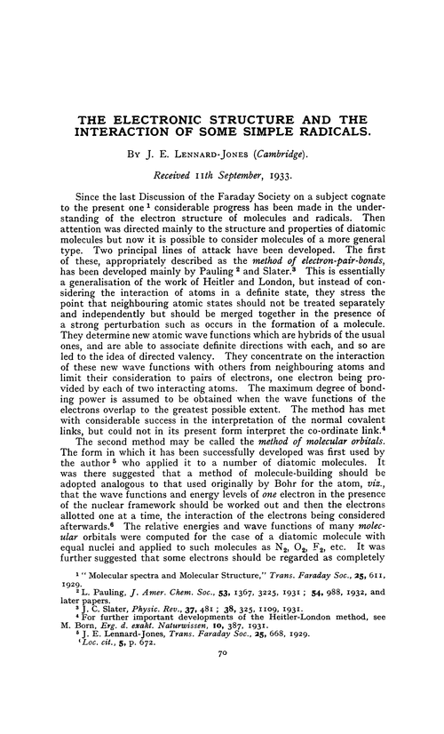 The electronic structure and the interaction of some simple radicals