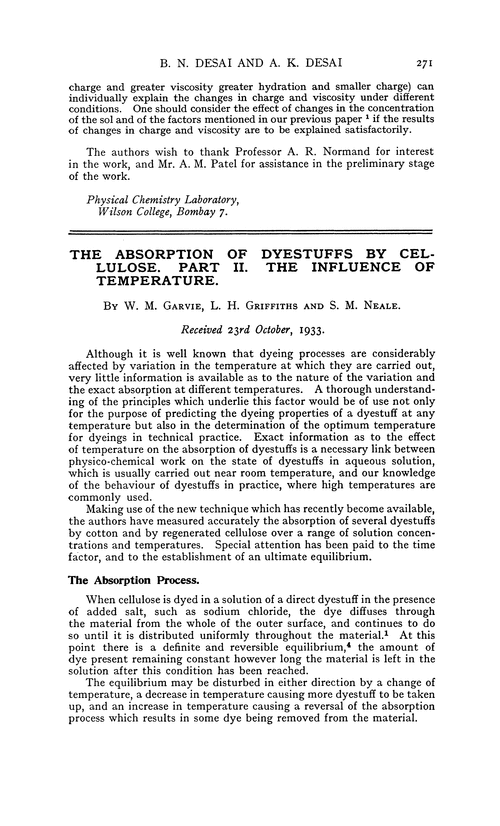 The absorption of dyestuffs by cellulose. Part II. The influence of temperature