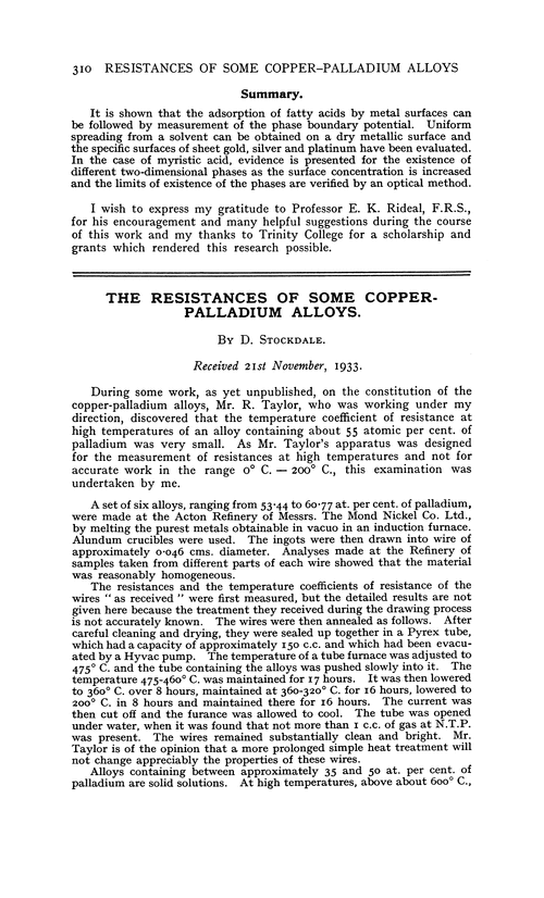 The resistances of some copper-palladium alloys