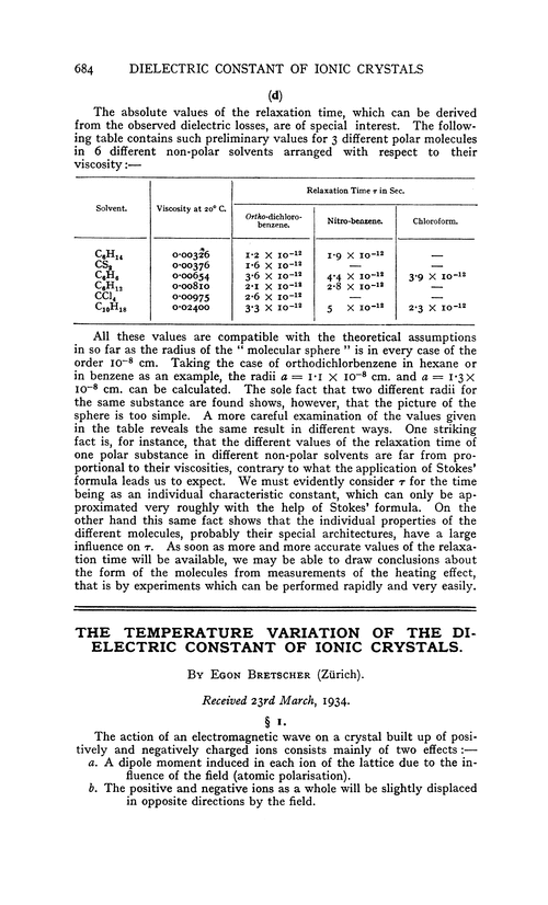 The temperature variation of the dielectric constant of ionic crystals