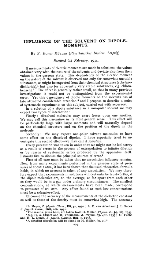 Influence of the solvent on dipole-moments