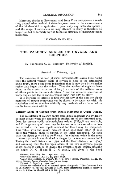 The valency angles of oxygen and sulphur