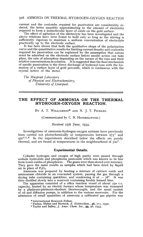 The effect of ammonia on the thermal hydrogen-oxygen reaction