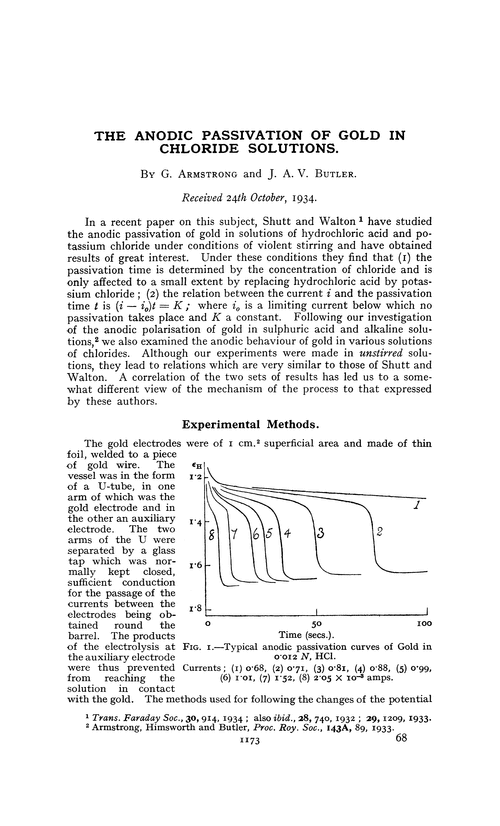 The anodic passivation of gold in chloride solutions