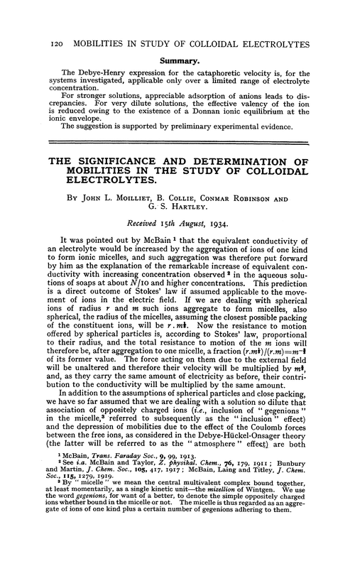 The significance and determination of mobilities in the study of colloidal electrolytes