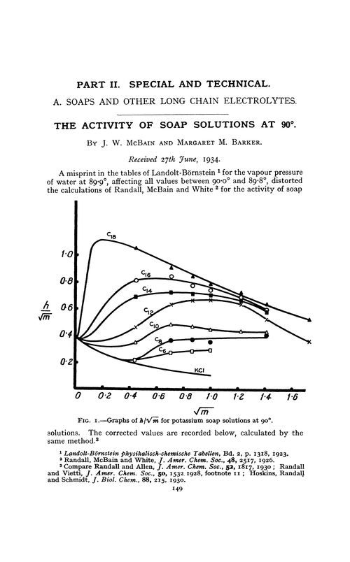 Part II. Special and technical. A. Soaps and other long chain