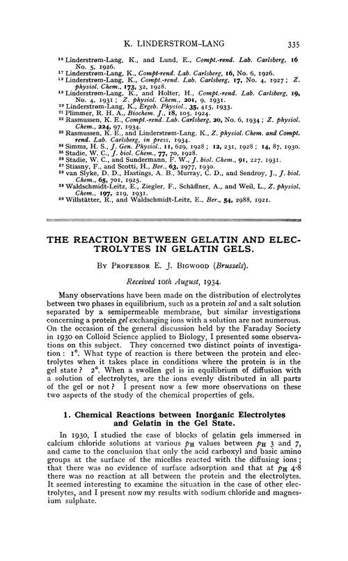 The reaction between gelatin and electrolytes in gelatin gels