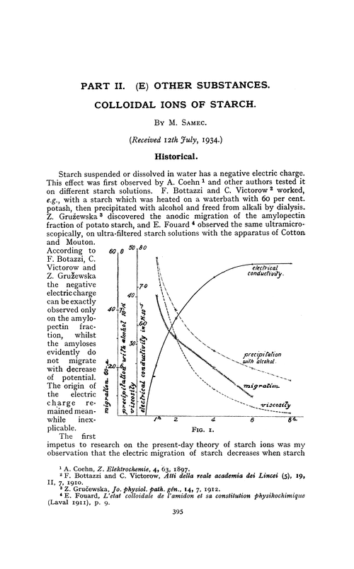 Part II. (E) other substances. Colloidal ions of starch