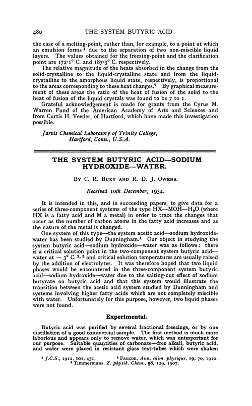 The system butyric acid—sodium hydroxide—water