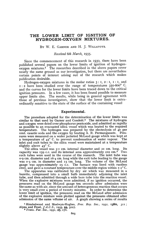 The lower limit of ignition of hydrogen-oxygen mixtures
