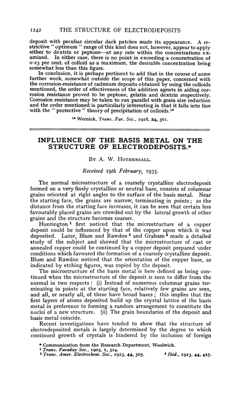 Influence of the basis metal on the structure of electrodeposits