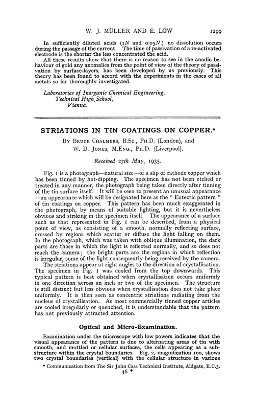 Striations in tin coatings on copper