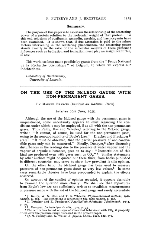 On the use of the McLeod gauge with non-permanent gases