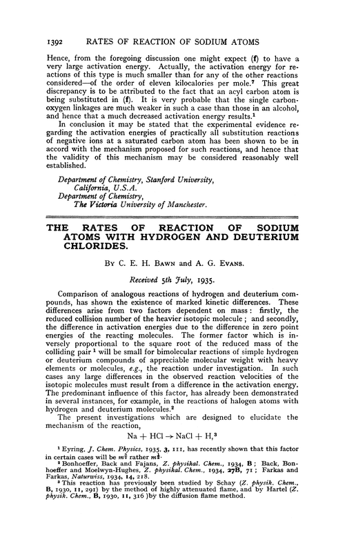 The rates of reaction of sodium atoms with hydrogen and deuterium chlorides