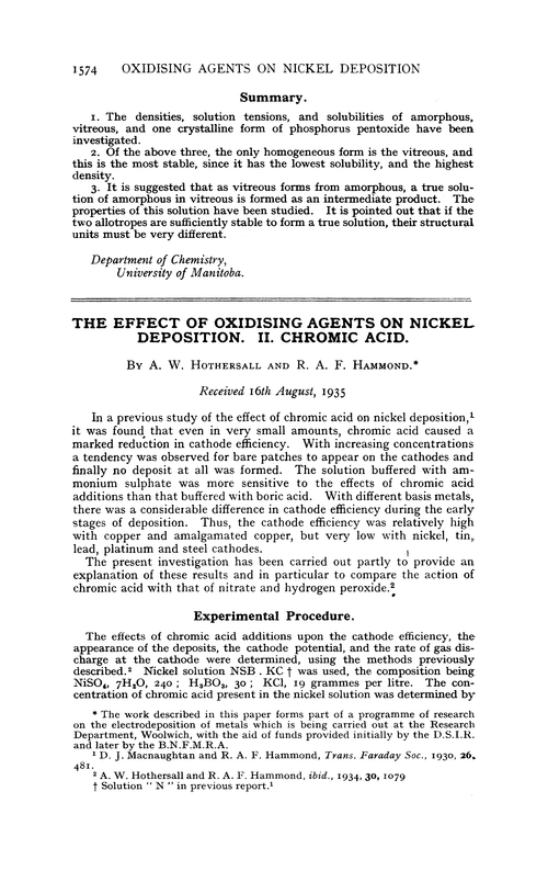The effect of oxidising agents on nickel deposition. II. Chromic acid