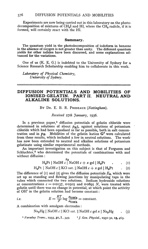 Diffusion potentials and mobilities of ionised gelatin. Part II. Neutral and alkaline solutions