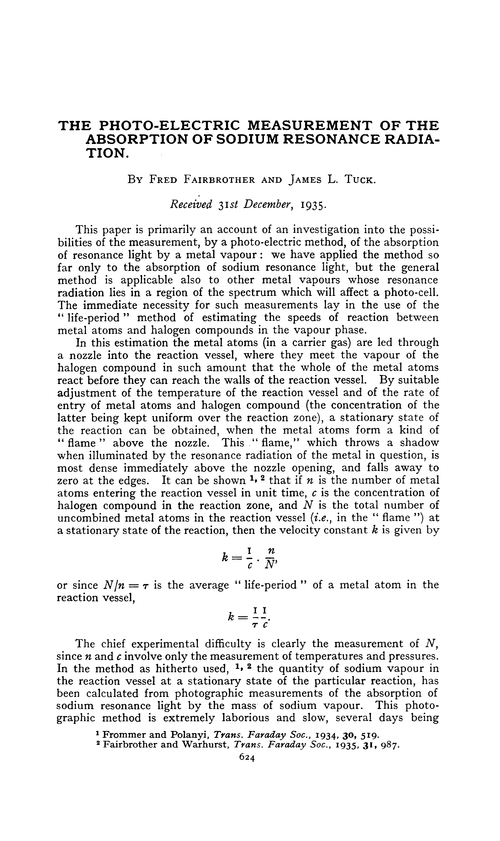 The photo-electric measurement of the absorption of sodium resonance radiation