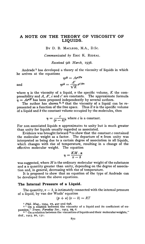 A note on the theory of viscosity of liquids