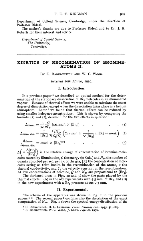 Kinetics of recombination of bromineatoms II