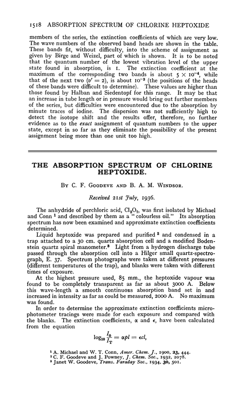 The absorption spectrum of chlorine heptoxide