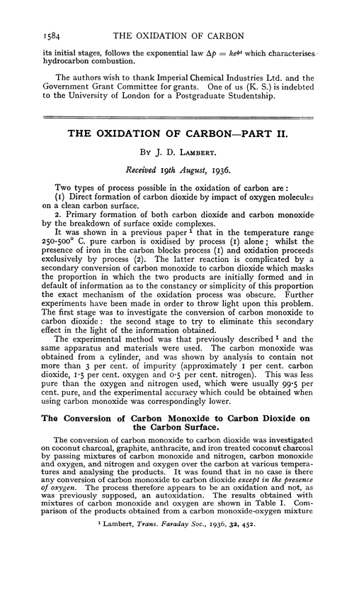 The oxidation of carbon—Part II