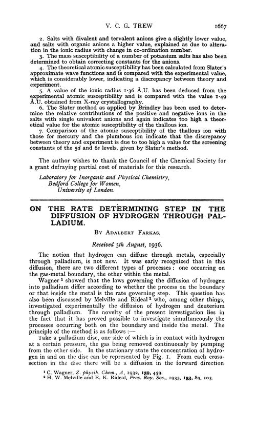 On the rate determining step in the diffusion of hydrogen through palladium
