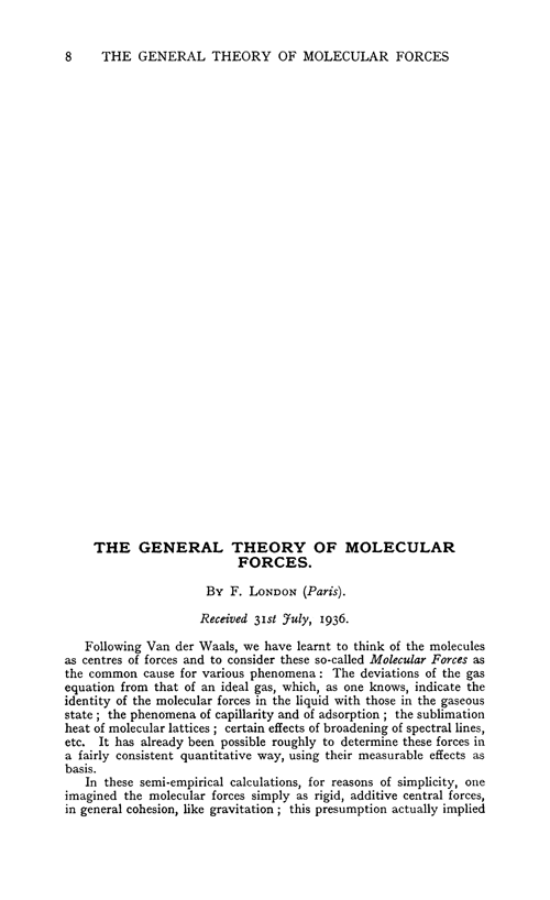 The general theory of molecular forces