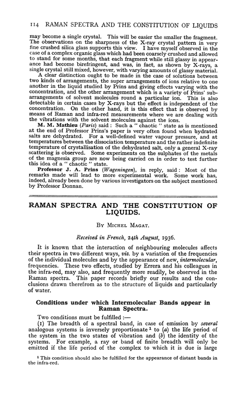 Raman spectra and the constitution of liquids