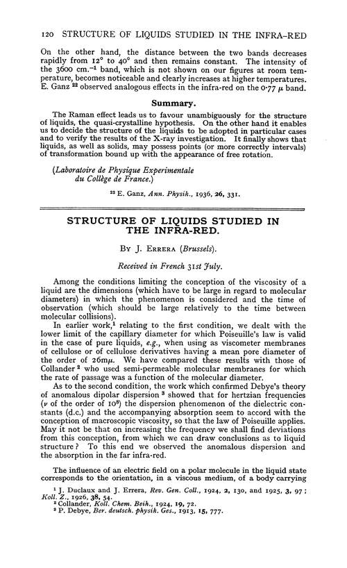 Structure of liquids studied in the infra-red