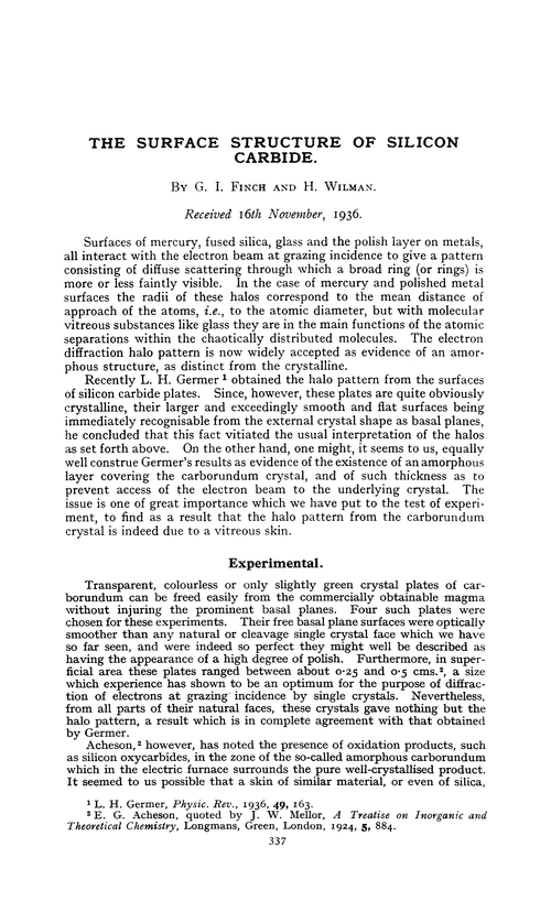 The surface structure of silicon carbide