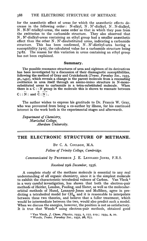 The electronic structure of methane